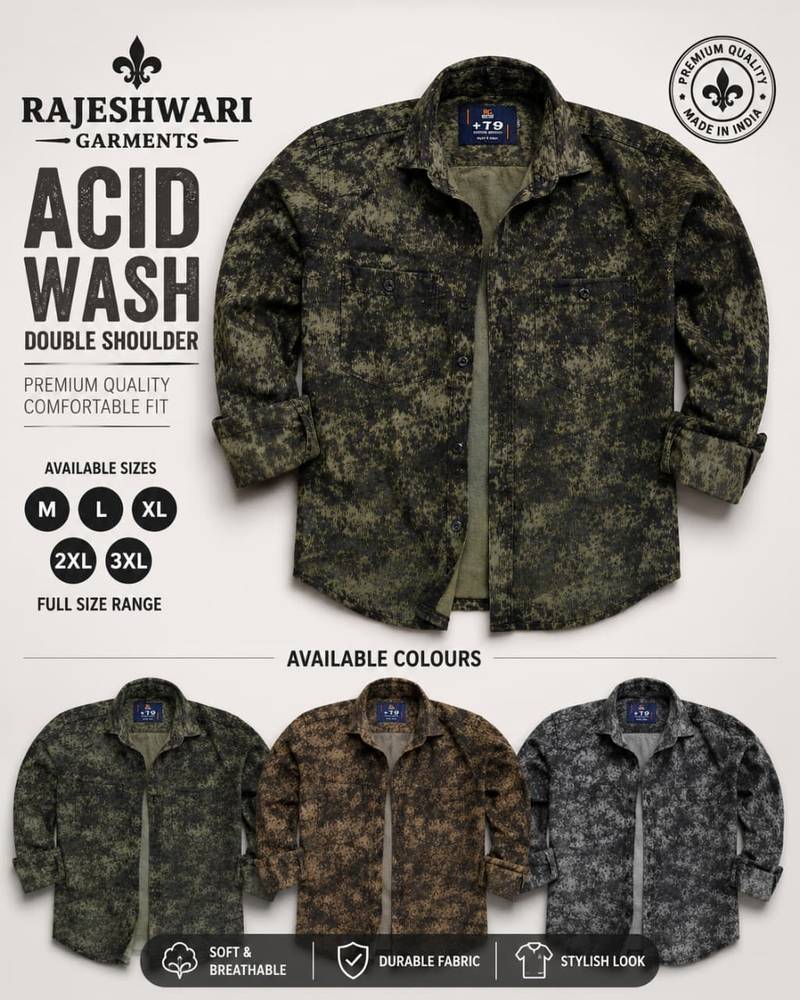 Acid Wash Double Shoulder Shirt